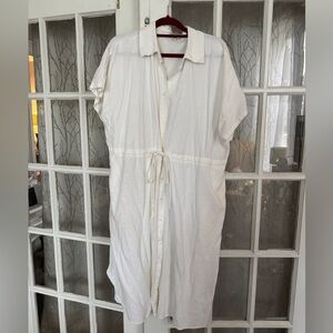 A New Day White Linen XXL short sleeved midi dress, shirt dress